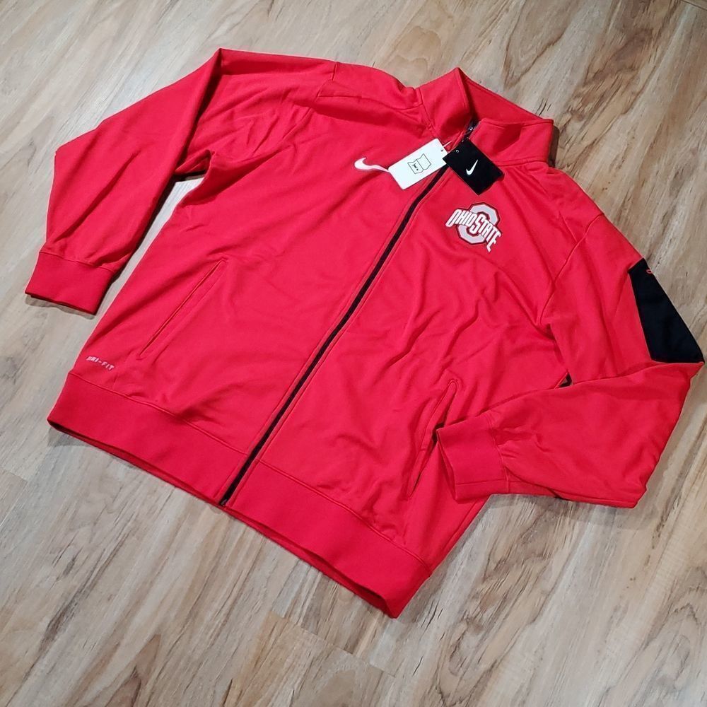 🩵NWT Nike Red Ohio State Logo Dri Fit Performance Jacket Men's Large